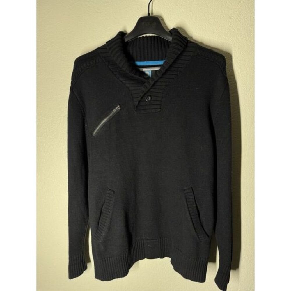 Darring USA Premium Dry Goods Sweater Black Cotton Wool Blend‎ Button collar XL